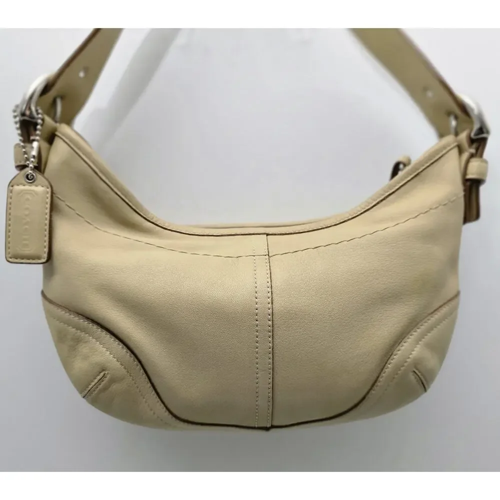 Vintage Coach Y2K Beige Leather Soho Hobo Shoulder Bag 9541 - Picture 2 of 15